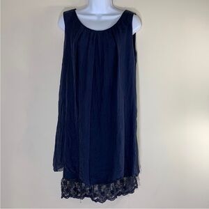 NWT. Amanti XS Italy Made Washable Pure Silk Lace Layered Sleeveless Shift Dress